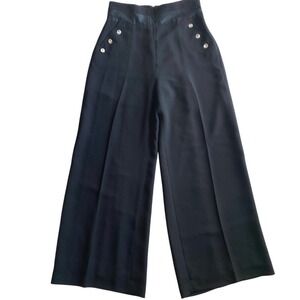 VGT Adrianna Papell High-Rise Wide-Leg Pants Womens 6 Black‎